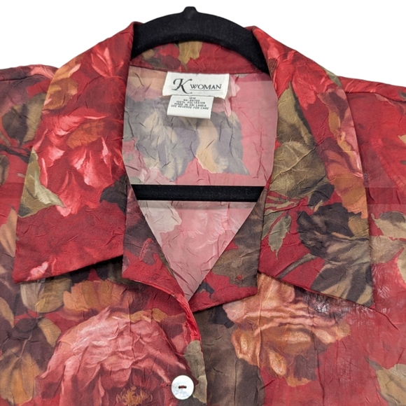 K WOMAN | Y2K Women's Sheer Blouse  | Floral | Plus Size 18W - Picture 3 of 10